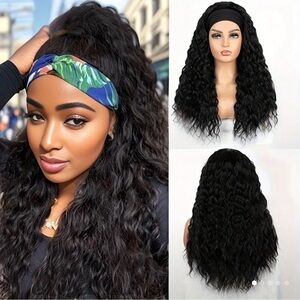 Water Wave Headband Wigs Long Synthetic Curly Wigs For Women